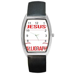 Calligraphy T- Shirt Funny Jesus Calligraphy Calligrapher Handwriting Lettering T- Shirt Barrel Style Metal Watch by EnriqueJohnson