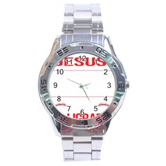 Calligraphy T- Shirt Funny Jesus Calligraphy Calligrapher Handwriting Lettering T- Shirt Stainless Steel Analogue Watch by EnriqueJohnson