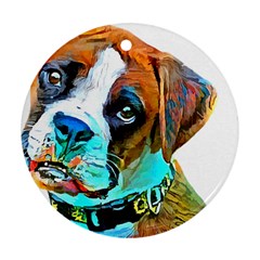 Boxer Dog Art T- Shirt Boxer Dog Art T- Shirt Ornament (round) by JamesGoode