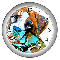 Boxer Dog Art T- Shirt Boxer Dog Art T- Shirt Wall Clock (silver) by JamesGoode