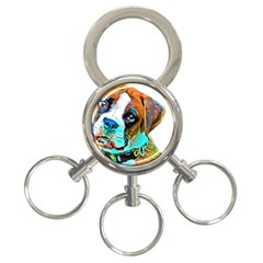 Boxer Dog Art T- Shirt Boxer Dog Art T- Shirt 3-ring Key Chain by JamesGoode