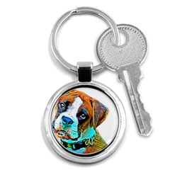 Boxer Dog Art T- Shirt Boxer Dog Art T- Shirt Key Chain (round) by JamesGoode