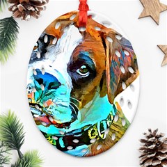 Boxer Dog Art T- Shirt Boxer Dog Art T- Shirt Ornament (oval Filigree)