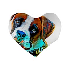 Boxer Dog Art T- Shirt Boxer Dog Art T- Shirt Standard 16  Premium Flano Heart Shape Cushions by JamesGoode