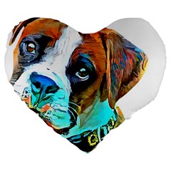 Boxer Dog Art T- Shirt Boxer Dog Art T- Shirt Large 19  Premium Flano Heart Shape Cushions