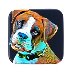 Boxer Dog Art T- Shirt Boxer Dog Art T- Shirt Square Metal Box (black) by JamesGoode