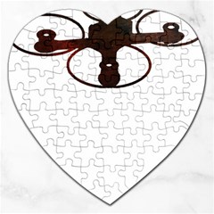 Drone Racing Gift T- Shirt Distressed F P V Drone Racing Drone Pilot Racer Pattern T- Shirt Jigsaw Puzzle (heart) by ZUXUMI