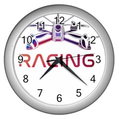 Drone Racing Gift T- Shirt Distressed F P V Drone Racing Drone Racer Pilot Pattern T- Shirt (2) Wall Clock (silver) by ZUXUMI