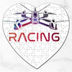 Drone Racing Gift T- Shirt Distressed F P V Drone Racing Drone Racer Pilot Pattern T- Shirt (2) Jigsaw Puzzle (heart) by ZUXUMI