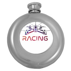 Drone Racing Gift T- Shirt Distressed F P V Drone Racing Drone Racer Pilot Pattern T- Shirt (2) Round Hip Flask (5 Oz) by ZUXUMI