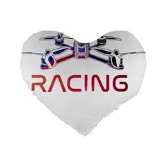 Drone Racing Gift T- Shirt Distressed F P V Drone Racing Drone Racer Pilot Pattern T- Shirt (2) Standard 16  Premium Flano Heart Shape Cushions by ZUXUMI