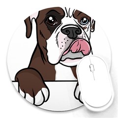 Boxer Dog T- Shirt Tri Colored Boxer T- Shirt Round Mousepad