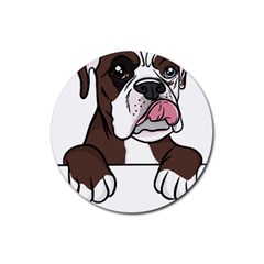 Boxer Dog T- Shirt Tri Colored Boxer T- Shirt Rubber Round Coaster (4 Pack)