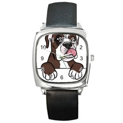 Boxer Dog T- Shirt Tri Colored Boxer T- Shirt Square Metal Watch