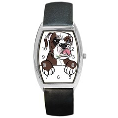 Boxer Dog T- Shirt Tri Colored Boxer T- Shirt Barrel Style Metal Watch