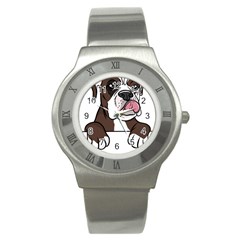 Boxer Dog T- Shirt Tri Colored Boxer T- Shirt Stainless Steel Watch