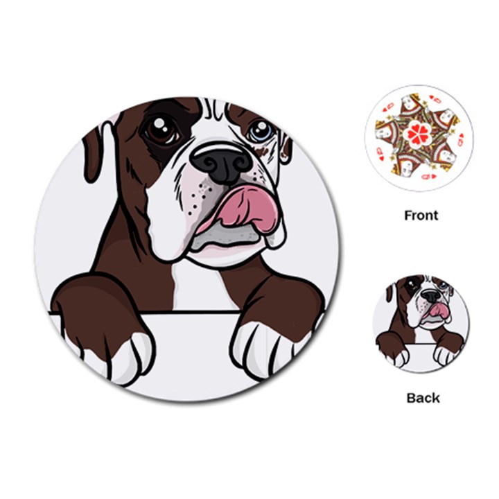 Boxer Dog T- Shirt Tri Colored Boxer T- Shirt Playing Cards Single Design (Round)