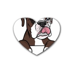 Boxer Dog T- Shirt Tri Colored Boxer T- Shirt Rubber Coaster (heart)