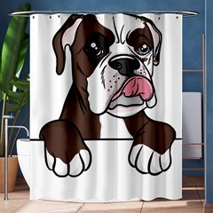 Boxer Dog T- Shirt Tri Colored Boxer T- Shirt Shower Curtain 60  X 72  (medium)  by JamesGoode