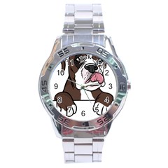 Boxer Dog T- Shirt Tri Colored Boxer T- Shirt Stainless Steel Analogue Watch