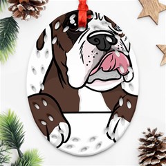 Boxer Dog T- Shirt Tri Colored Boxer T- Shirt Ornament (oval Filigree)