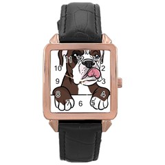 Boxer Dog T- Shirt Tri Colored Boxer T- Shirt Rose Gold Leather Watch 