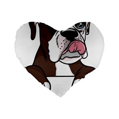 Boxer Dog T- Shirt Tri Colored Boxer T- Shirt Standard 16  Premium Flano Heart Shape Cushions by JamesGoode