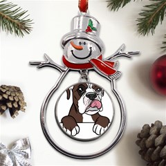 Boxer Dog T- Shirt Tri Colored Boxer T- Shirt Metal Snowman Ornament by JamesGoode