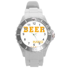 Boxer T- Shirt I Just Want To Drink Beer And Hang With My Boxer Dog T- Shirt Round Plastic Sport Watch (l)