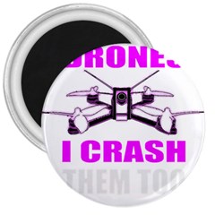 Drone Racing Gift T- Shirt Distressed F P V Race Drone Racing Drone Racer Pattern Quote T- Shirt (2) 3  Magnets by ZUXUMI