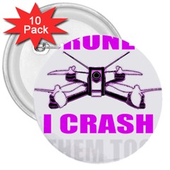 Drone Racing Gift T- Shirt Distressed F P V Race Drone Racing Drone Racer Pattern Quote T- Shirt (2) 3  Buttons (10 pack) 