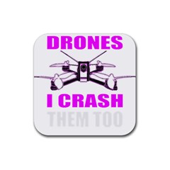 Drone Racing Gift T- Shirt Distressed F P V Race Drone Racing Drone Racer Pattern Quote T- Shirt (2) Rubber Coaster (square) by ZUXUMI