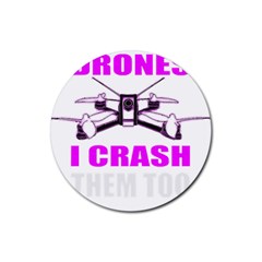 Drone Racing Gift T- Shirt Distressed F P V Race Drone Racing Drone Racer Pattern Quote T- Shirt (2) Rubber Coaster (Round)