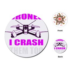 Drone Racing Gift T- Shirt Distressed F P V Race Drone Racing Drone Racer Pattern Quote T- Shirt (2) Playing Cards Single Design (round) by ZUXUMI