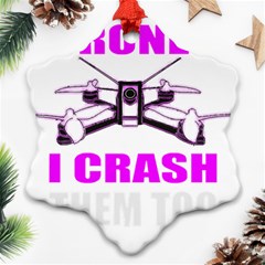 Drone Racing Gift T- Shirt Distressed F P V Race Drone Racing Drone Racer Pattern Quote T- Shirt (2) Snowflake Ornament (Two Sides)