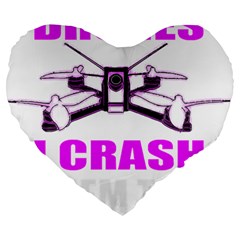 Drone Racing Gift T- Shirt Distressed F P V Race Drone Racing Drone Racer Pattern Quote T- Shirt (2) Large 19  Premium Heart Shape Cushions