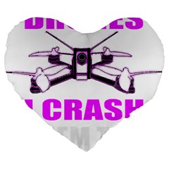 Drone Racing Gift T- Shirt Distressed F P V Race Drone Racing Drone Racer Pattern Quote T- Shirt (2) Large 19  Premium Flano Heart Shape Cushions