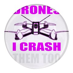 Drone Racing Gift T- Shirt Distressed F P V Race Drone Racing Drone Racer Pattern Quote T- Shirt (2) Round Glass Fridge Magnet (4 Pack) by ZUXUMI