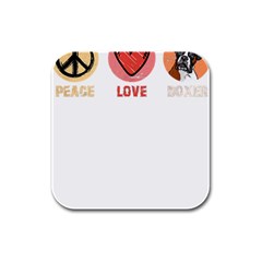 Boxer T- Shirt Peace Love Boxer T- Shirt Rubber Square Coaster (4 Pack) by JamesGoode