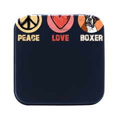 Boxer T- Shirt Peace Love Boxer T- Shirt Square Metal Box (black) by JamesGoode