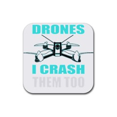 Drone Racing Gift T- Shirt Distressed F P V Race Drone Racing Drone Racer Pattern Quote T- Shirt (3) Rubber Coaster (square) by ZUXUMI