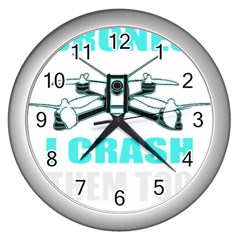 Drone Racing Gift T- Shirt Distressed F P V Race Drone Racing Drone Racer Pattern Quote T- Shirt (3) Wall Clock (silver) by ZUXUMI