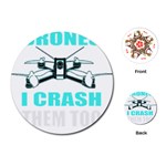 Drone Racing Gift T- Shirt Distressed F P V Race Drone Racing Drone Racer Pattern Quote T- Shirt (3) Playing Cards Single Design (Round) Front