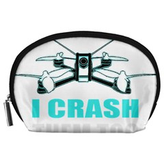 Drone Racing Gift T- Shirt Distressed F P V Race Drone Racing Drone Racer Pattern Quote T- Shirt (3) Accessory Pouch (large) by ZUXUMI