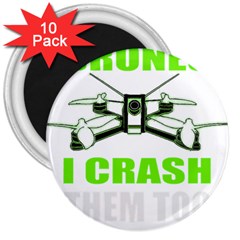 Drone Racing Gift T- Shirt Distressed F P V Race Drone Racing Drone Racer Pattern Quote T- Shirt (4) 3  Magnets (10 Pack)  by ZUXUMI