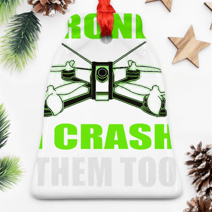 Drone Racing Gift T- Shirt Distressed F P V Race Drone Racing Drone Racer Pattern Quote T- Shirt (4) Ornament (Bell)