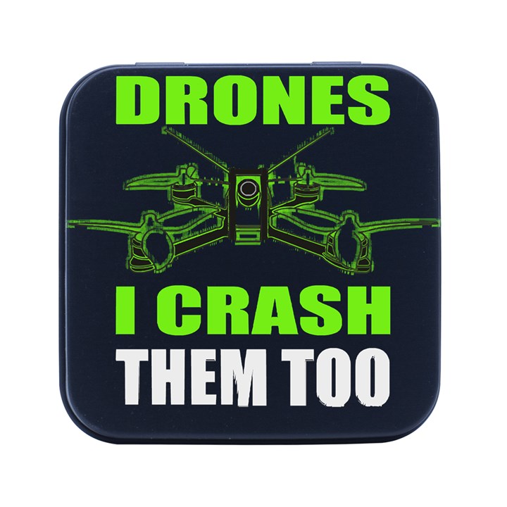 Drone Racing Gift T- Shirt Distressed F P V Race Drone Racing Drone Racer Pattern Quote T- Shirt (4) Square Metal Box (Black)