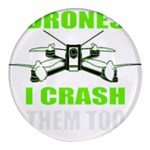 Drone Racing Gift T- Shirt Distressed F P V Race Drone Racing Drone Racer Pattern Quote T- Shirt (4) Round Glass Fridge Magnet (4 pack) Front