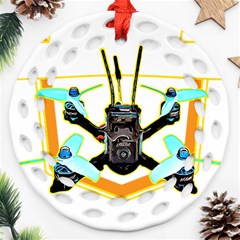 Drone Racing Gift T- Shirt F P V Drone Racing Drones Quote  One More Pack T- Shirt Ornament (Round Filigree)