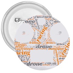 Drone Racing Word Cloud T- Shirt F P V Freestyle Drone Racing Word Cloud T- Shirt (3) 3  Buttons by ZUXUMI